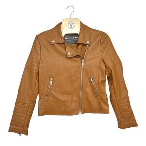 Bagatelle NYC Brown Faux Leather Moto Jacket Women's M Runs Small S/M